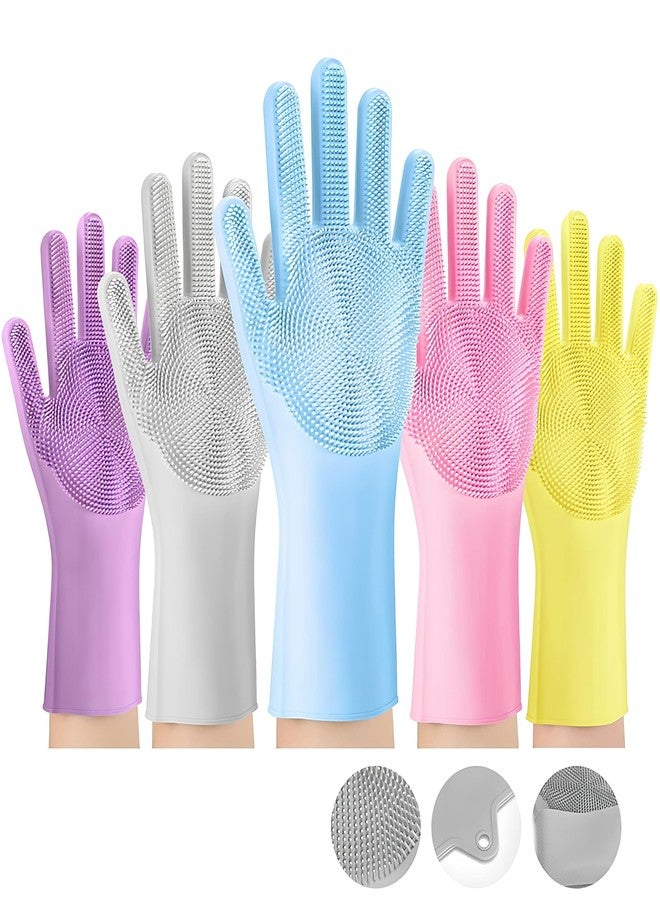 Avighna Silicone Hand Gloves 200 GSM, Silicone Dish Washing Gloves for Kitchen and Pet Grooming, Cleaning Car, Bathroom, Dish Washing Gloves with Scrubber for Women (Multicolor, 1 Pair) - Image 1